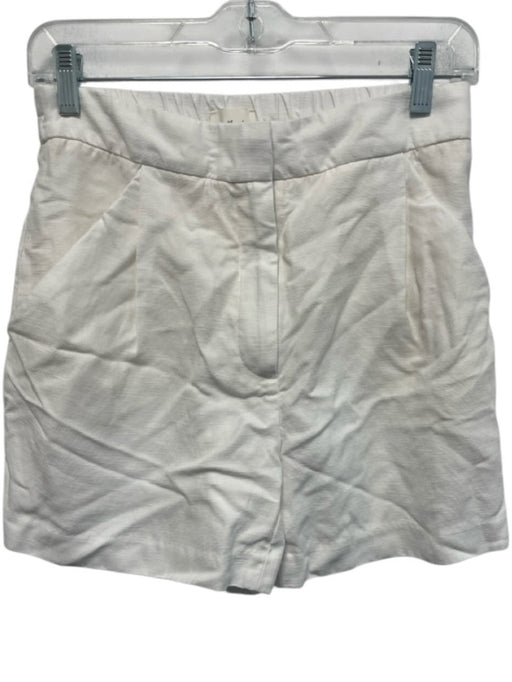 Wilfred Size 2 White Tencel & Linen Elastic Waist Zip Fly Pockets Shorts White / 2