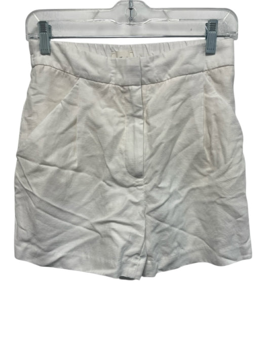 Wilfred Size 2 White Tencel & Linen Elastic Waist Zip Fly Pockets Shorts White / 2