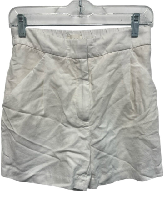 Wilfred Size 2 White Tencel & Linen Elastic Waist Zip Fly Pockets Shorts White / 2