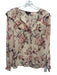 Paige Size XS Beige & Purple Silk Long Sleeve Floral Buttons Sheer Top Beige & Purple / XS