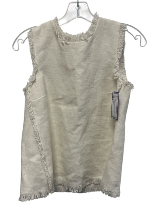 Ann Mashburn Size S White Missing Fabric Tag Fringe Sleeveless Top White / S