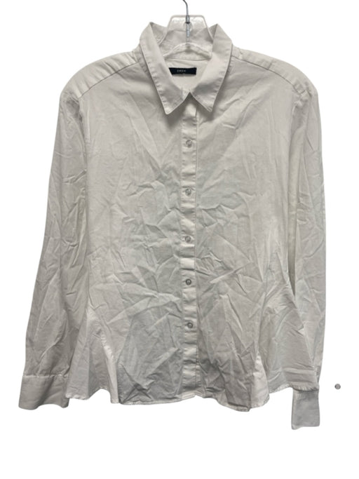Drew White Missing Fabric Tag Long Sleeve Button Up Collar Top White