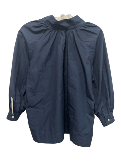 Ann Mashburn Size XS Navy Cotton Long Sleeve Split Neck Top Navy / XS