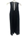 Tibi Size L Black Cotton Knit Sleeveless V Neck Midi Dress Black / L