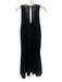 Tibi Size L Black Cotton Knit Sleeveless V Neck Midi Dress Black / L