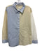 Lafayette 148 Size XL Beige, Blue & White Cotton Collar Neck Button Down Top Beige, Blue & White / XL