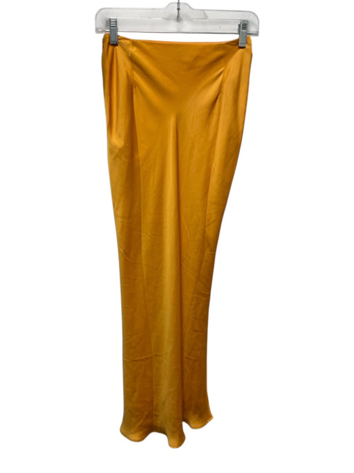 Meshki Size XXS Orange Polyester Satin Side Zip Maxi Skirt Orange / XXS