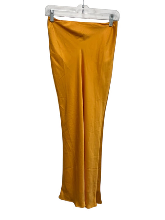 Meshki Size XXS Orange Polyester Satin Side Zip Maxi Skirt Orange / XXS