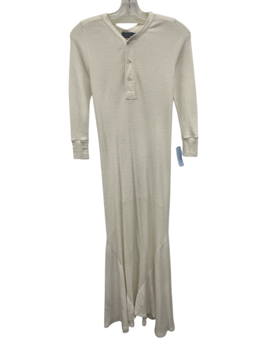 Polo Ralph Lauren Size S Cream White Cotton Waffle Knit 3/4 Sleeve Paneled Dress Cream White / S