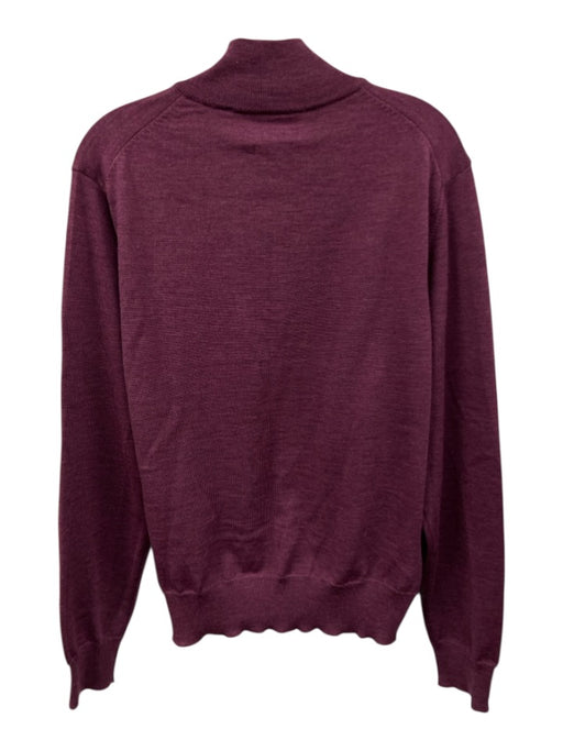 Tom James Size M Purple Wool Solid Quarter Zip Men's Sweater Purple / M