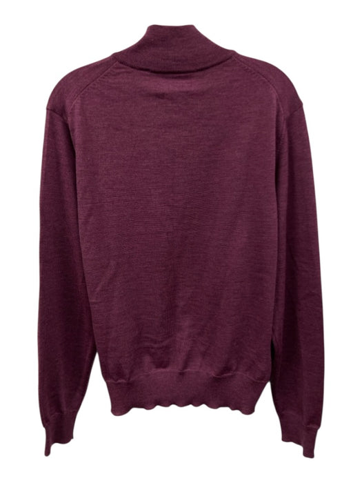 Tom James Size M Purple Wool Solid Quarter Zip Men's Sweater Purple / M