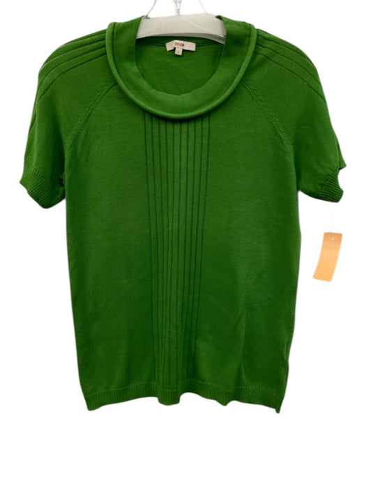 Kenzo Size L Green Cotton Short Sleeve Ribbed Crew Neck Top Green / L