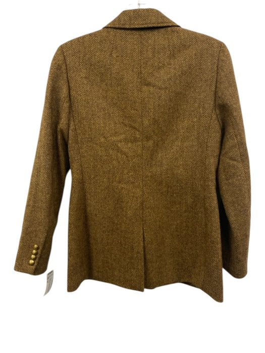 J Crew Size 00 Brown Wool Long Sleeve Double Breasted Collar Blazer Brown / 00