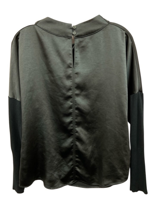 Melissa Nepton Size S Green & Gray Viscose Blend Long Sleeve Mock Neck Shine Top Green & Gray / S