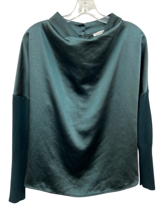 Melissa Nepton Size S Green & Gray Viscose Blend Long Sleeve Mock Neck Shine Top Green & Gray / S