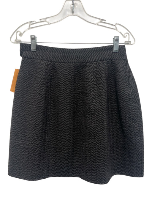 Marc By Marc Jacobs Size 6 Gray & Black Wool Side Zip Chevron Mini Skirt Gray & Black / 6