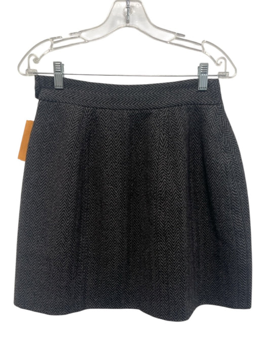 Marc By Marc Jacobs Size 6 Gray & Black Wool Side Zip Chevron Mini Skirt Gray & Black / 6
