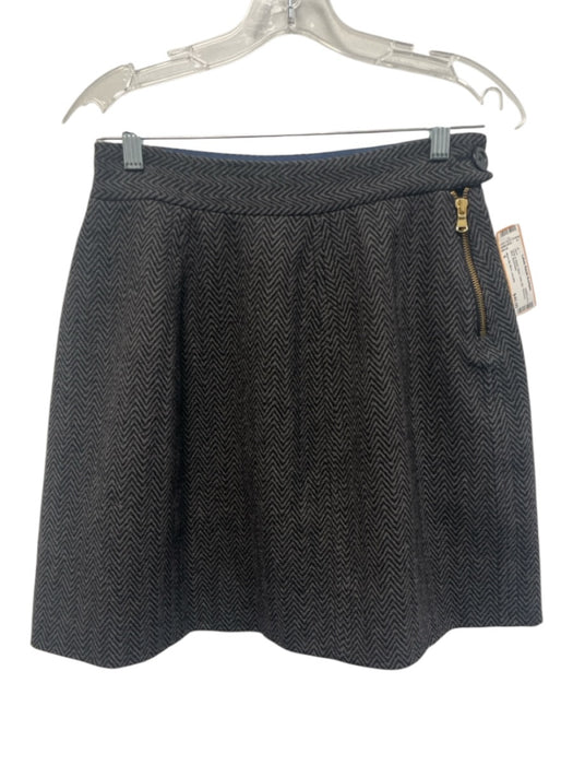 Marc By Marc Jacobs Size 6 Gray & Black Wool Side Zip Chevron Mini Skirt Gray & Black / 6