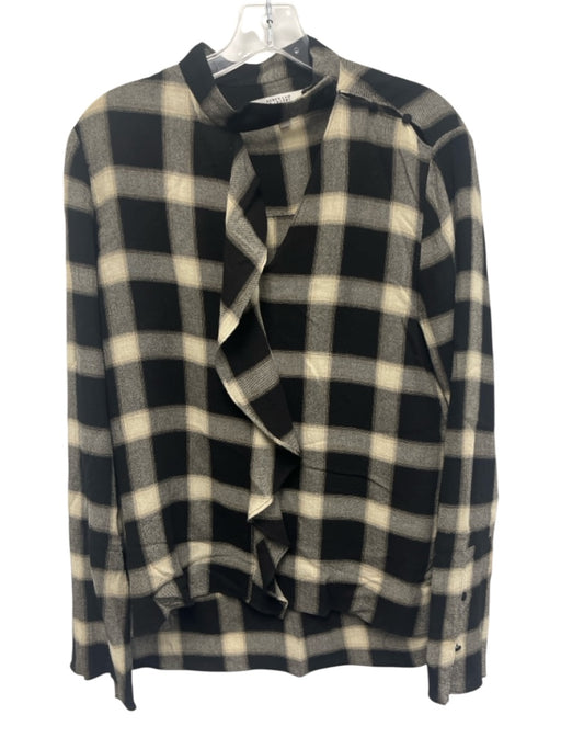 Derek Lam 10 Crosby Size 8 Black & Cream Viscose & wool Long Sleeve Plaid Top Black & Cream / 8