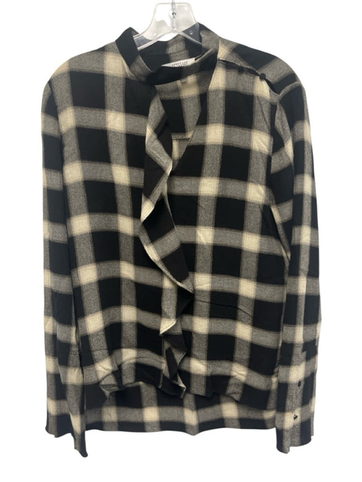 Derek Lam 10 Crosby Size 8 Black & Cream Viscose & wool Long Sleeve Plaid Top Black & Cream / 8