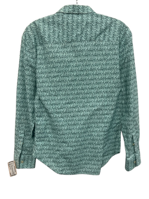 Emporio Armani Size S Green, Gray, White Cotton Blend Button Up Pixel Blouse Top Green, Gray, White / S