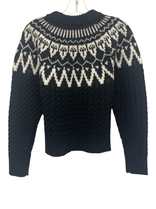 Berenice Size XS Black & White Wool Fair Isle High Neck Knit Sweater Black & White / XS