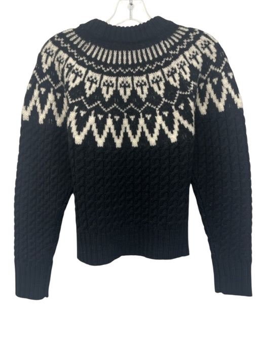 Berenice Size XS Black & White Wool Fair Isle High Neck Knit Sweater Black & White / XS