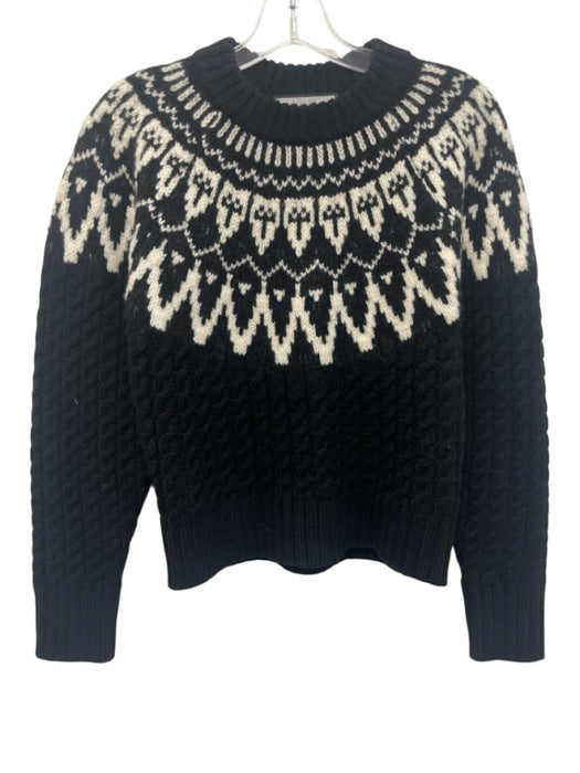 Berenice Size XS Black & White Wool Fair Isle High Neck Knit Sweater Black & White / XS