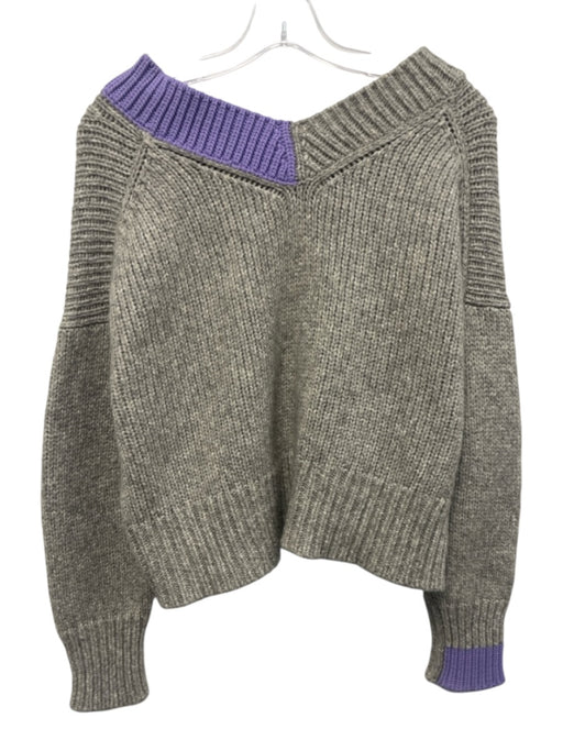 Helmut Lang Size S Gray & Purple Wool & Camel Hair V Neck Color Block Sweater Gray & Purple / S