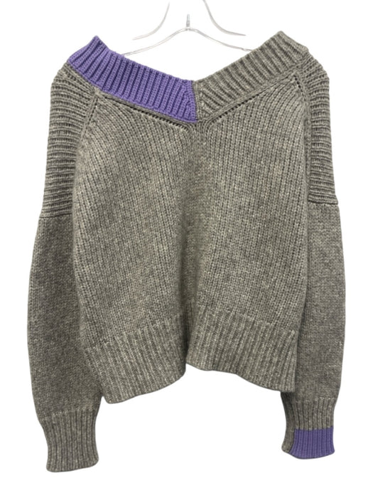 Helmut Lang Size S Gray & Purple Wool & Camel Hair V Neck Color Block Sweater Gray & Purple / S