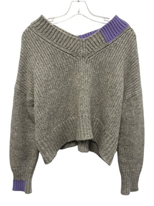 Helmut Lang Size S Gray & Purple Wool & Camel Hair V Neck Color Block Sweater Gray & Purple / S