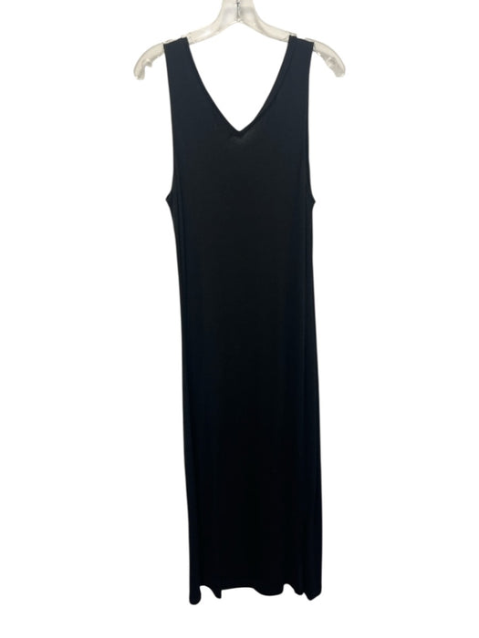 Nordstrom Size M Black Rayon Blend Sleeveless V Neck Midi Dress Black / M