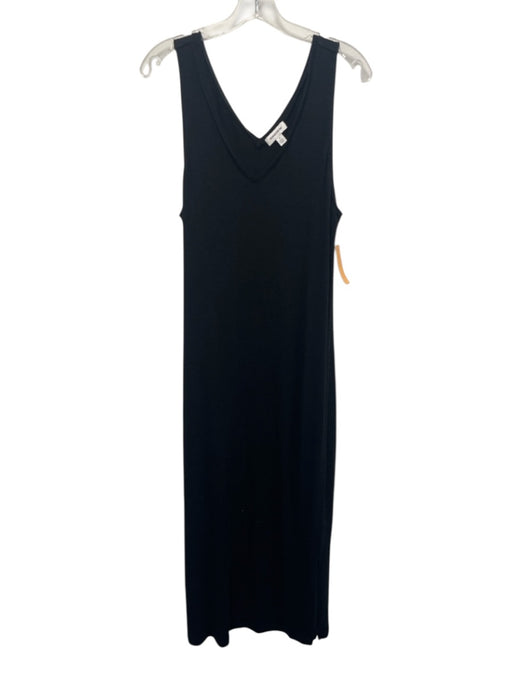 Nordstrom Size M Black Rayon Blend Sleeveless V Neck Midi Dress Black / M