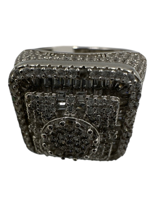 No Brand Silver Crystal & Metal 925 silver Stones Square Ring Silver