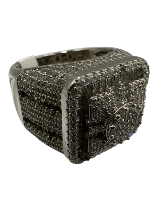 No Brand Silver Crystal & Metal 925 silver Stones Square Ring Silver