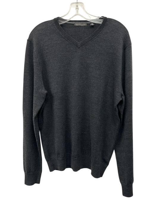 Saks Fifth Ave Size M Gray Wool Solid V Neck Men's Sweater Gray / M