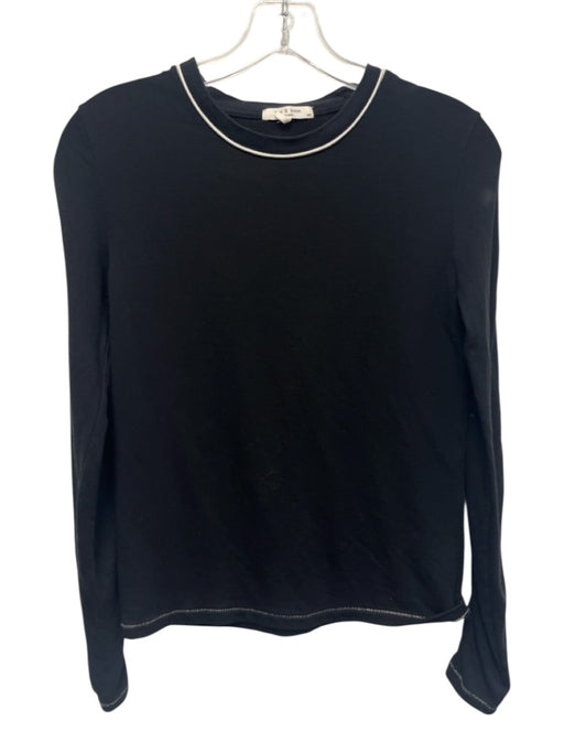 Rag & Bone Size S Black & White Modal & Cotton Long Sleeve Piping Top Black & White / S