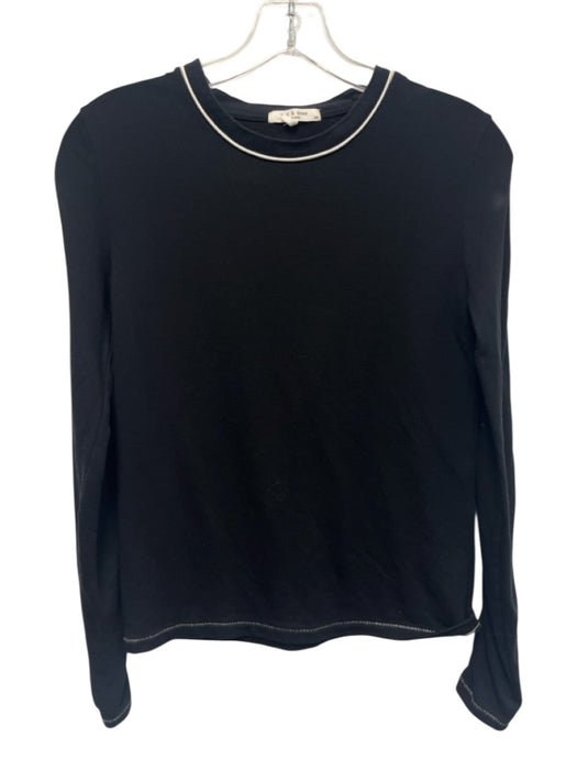 Rag & Bone Size S Black & White Modal & Cotton Long Sleeve Piping Top Black & White / S