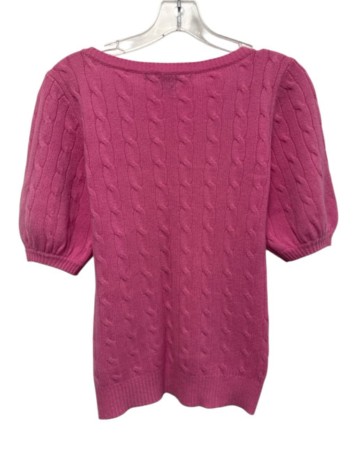 Ralph Lauren Size S Pink Wool Blend Short Sleeve Cable Knit V Neck Top Pink / S