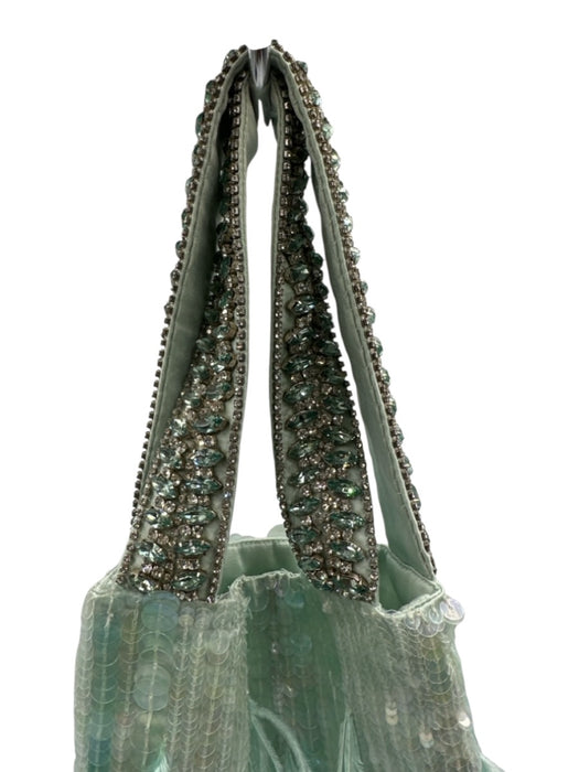 Retrofete Blue Viscose Feather Sequin Jeweled Dust Bag Incl. Bag Blue / One Size