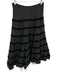 Avenue Montaigne Size Est S Black Stretch Velvet Detail Stripe Midi Skirt Black / Est S