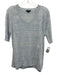 Lafayette 148 Size XXS Blue Linen Blend Short Sleeve Knit Sheer Top Blue / XXS