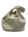 No Brand White & Gold Leather Gold hardware Hand Strap Bag White & Gold