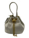 No Brand White & Gold Leather Gold hardware Hand Strap Bag White & Gold