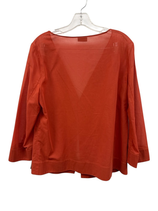 Akris Size 12 Orange Cotton Spaghetti Strap Long Sleeve Hook & Eye Top Orange / 12