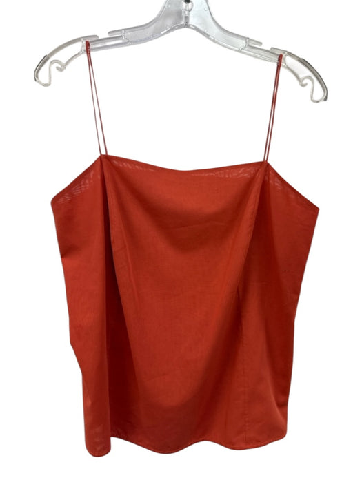 Akris Size 12 Orange Cotton Spaghetti Strap Long Sleeve Hook & Eye Top Orange / 12