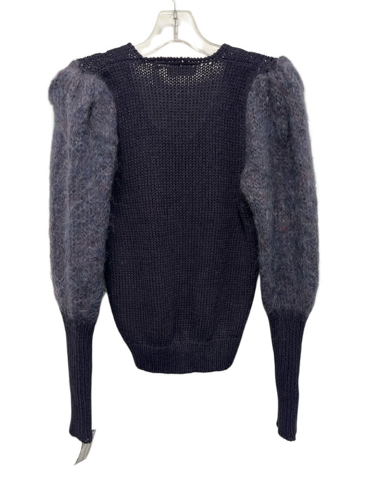 Ann Wi Size Small Mixed Purples Mohair Blend Long puff sleeve Crochet Sweater Mixed Purples / Small