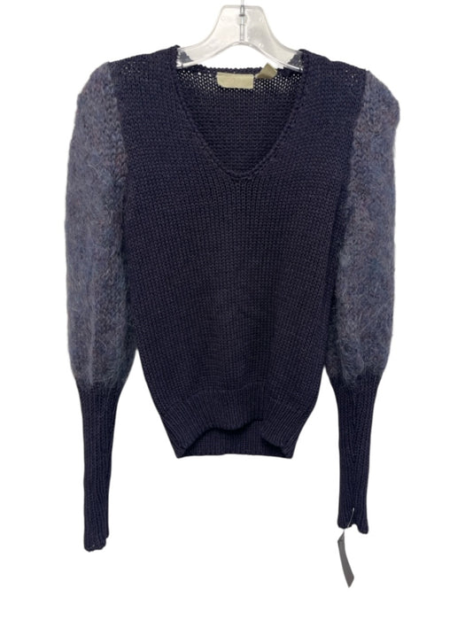Ann Wi Size Small Mixed Purples Mohair Blend Long puff sleeve Crochet Sweater Mixed Purples / Small