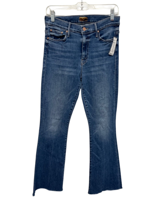 Mother Size 29 Medium Wash Cotton Denim High Rise Whiskering Faded Raw Hem Jeans Medium Wash / 29