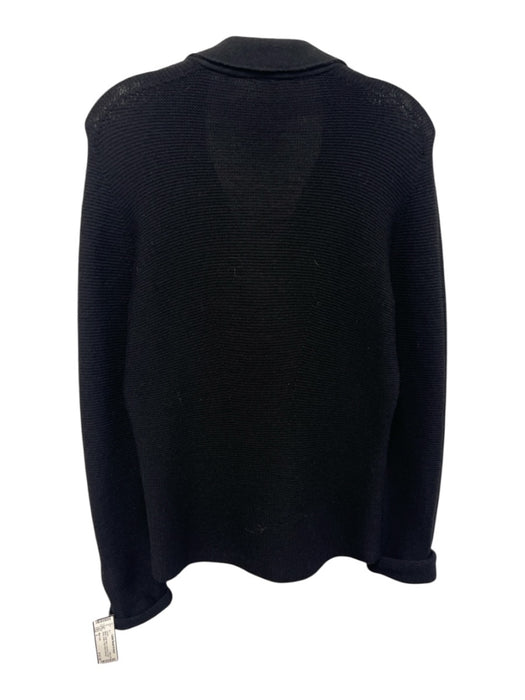 Marc Cain Size 3 Black Virgin Wool Long Sleeve Fabric Block Button Jacket Black / 3